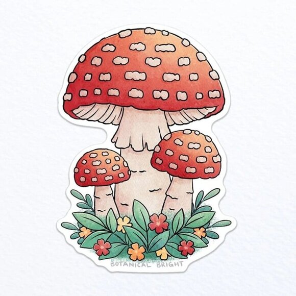 3‎ for $15 - Amanita Mushroom Waterproof Vinyl Sticker - NEW - Picture 1 of 2